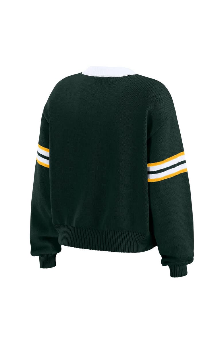WEAR by Erin Andrews Women's WEAR by Erin Andrews Green  Green Bay Packers Lace-Up Sweater, Alternate, color, Green