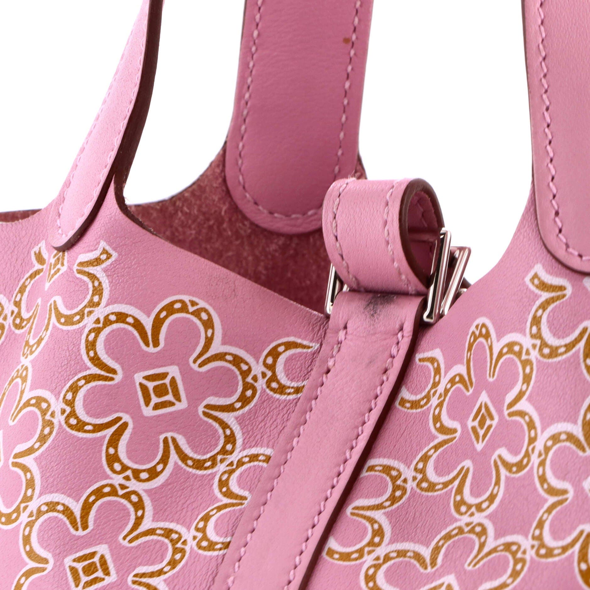 Pre-Owned Hermes Picotin Lock Bag Lucky Daisy Printed Swift Micro, Alternate, color, Mauve Sylvestre