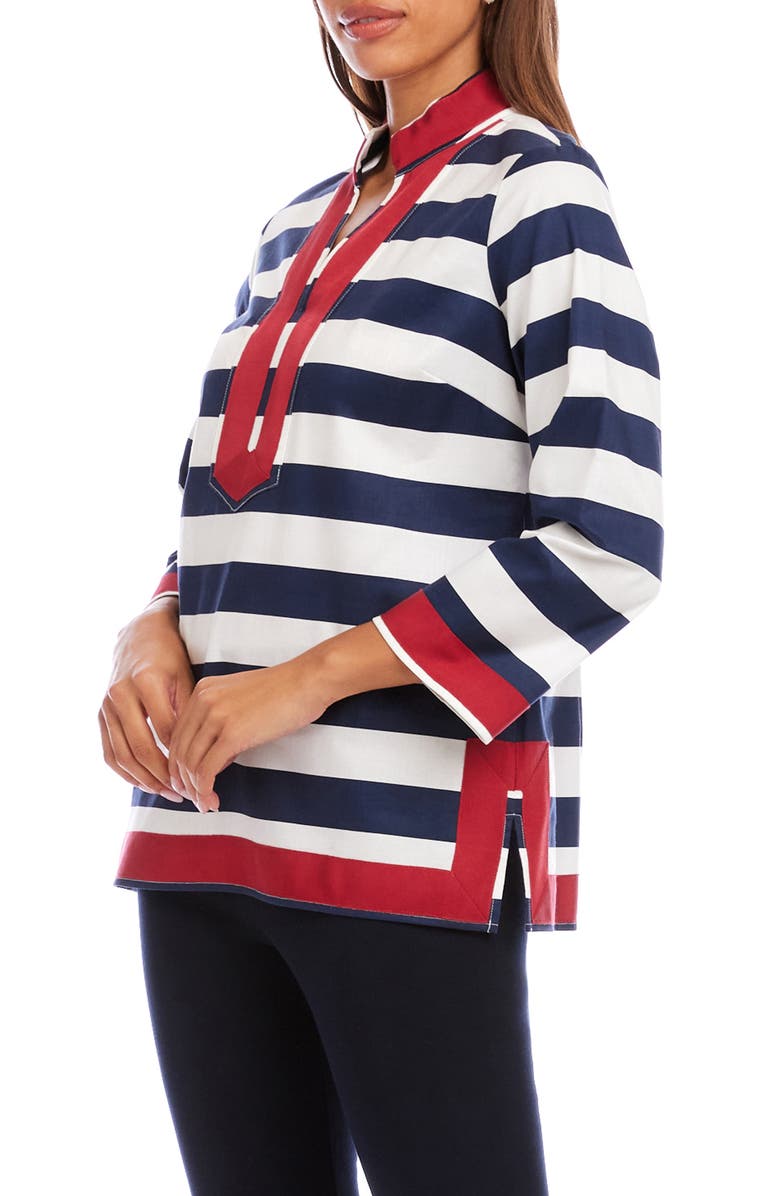 Karen Kane St. Tropez Stripe Tunic, Alternate, color, Navy