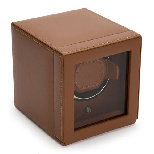 Wolf Cub Single Watch Winder With Cover In Cognac