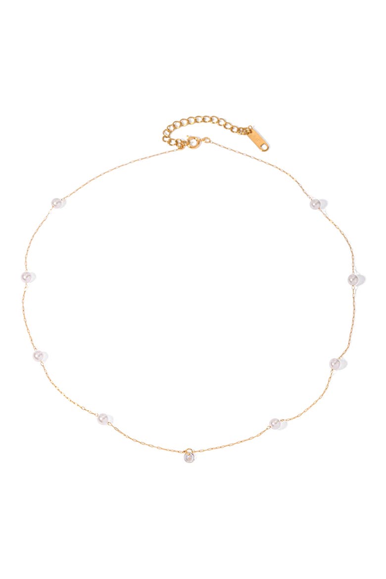 Dainty Imitation Pearl Necklace, Main, color, GOLD