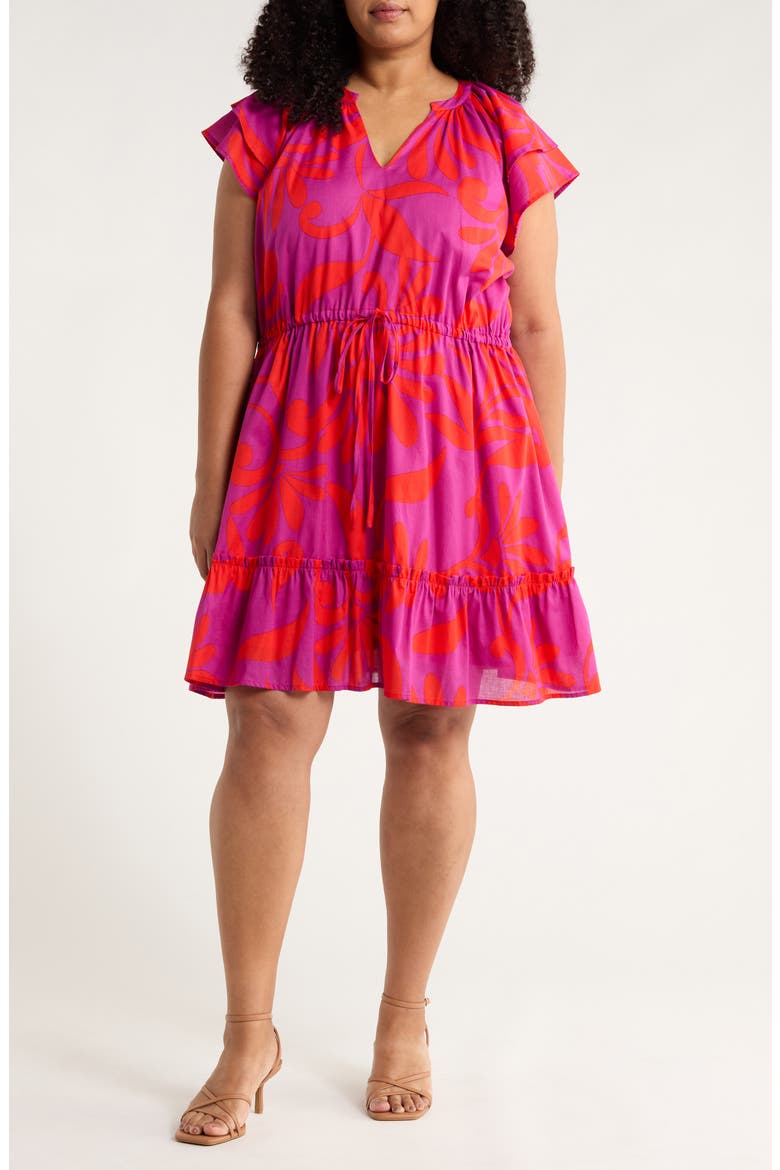 Arona Floral Baden Cotton Dress, Main, color, PURPLE-MULTI