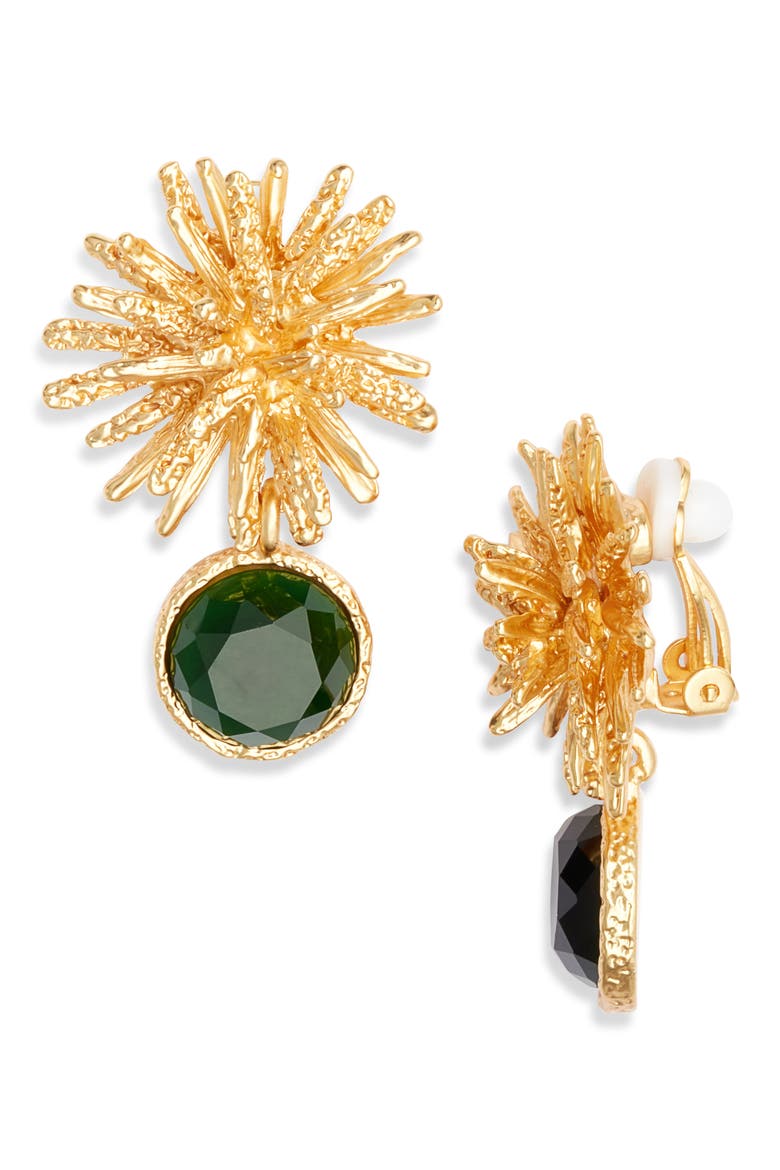 Starburst Clip-On Drop Earrings, Main, color, GOLD