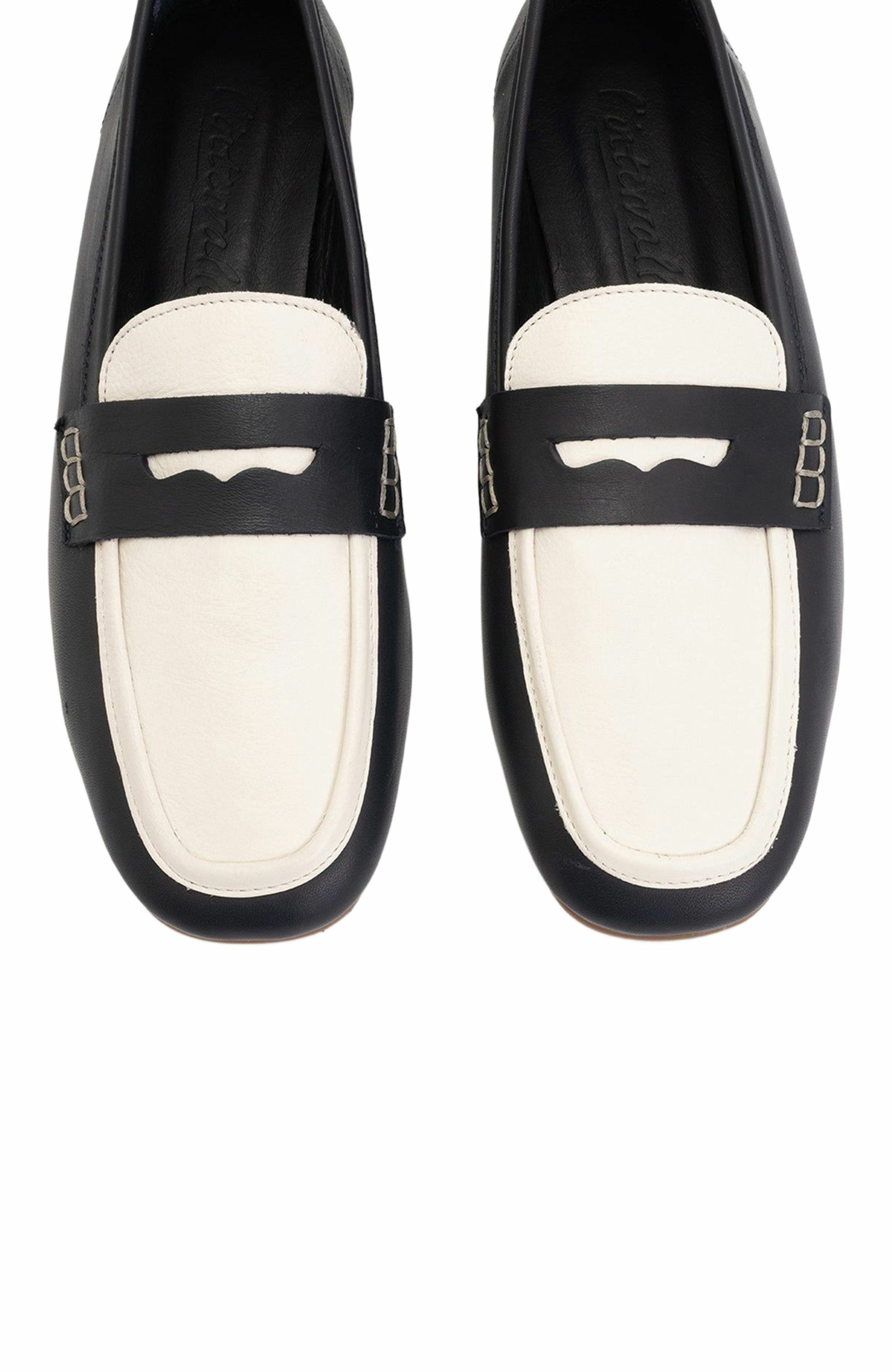 Skye Leather Loafers, Alternate, color, Navy Cream Leather