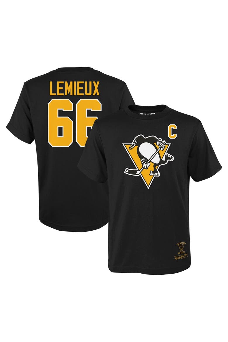 Youth Mitchell & Ness Mario Lemieux Black Pittsburgh Penguins Name & Number T-Shirt, Main, color, Black