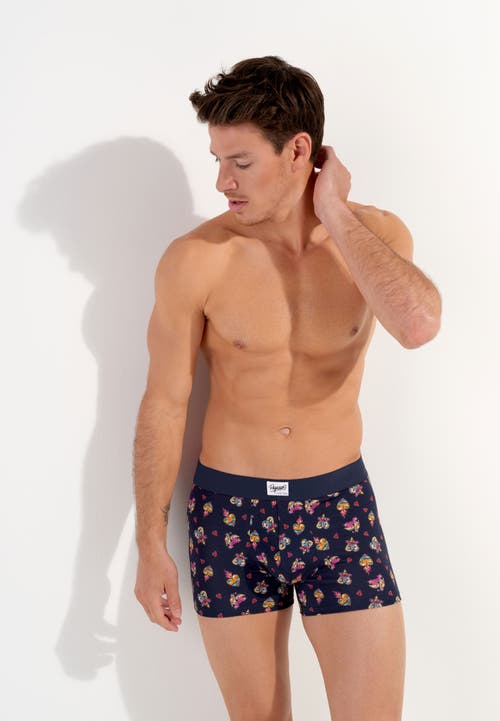 Hom Love Story Boxer Briefs In Navy Print