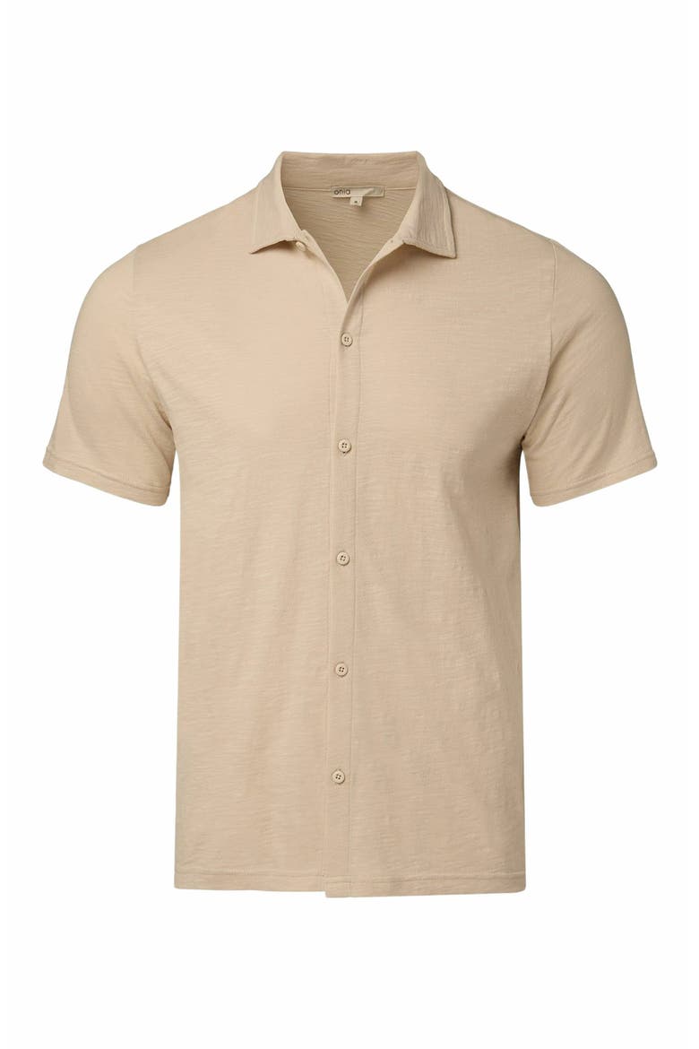 Slub Short Sleeve Button-up Shirt, Alternate, color, STONE