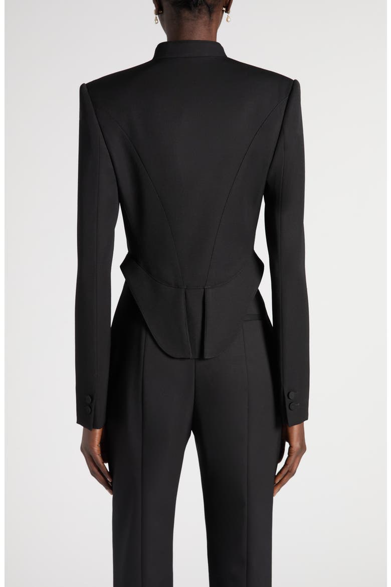 Beaded Floral Hook & Eye Wool Jacket, Alternate, color, BLACK