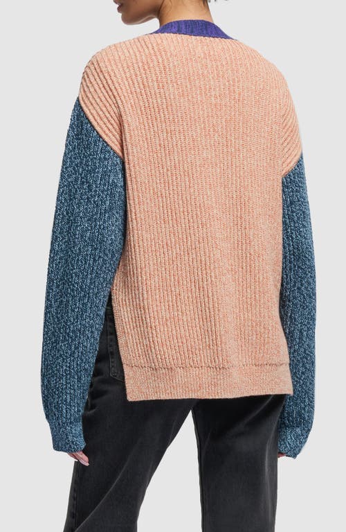 Nation Ltd Sadie Colorblock Marled Cotton Cardigan In Color Block Pheasant