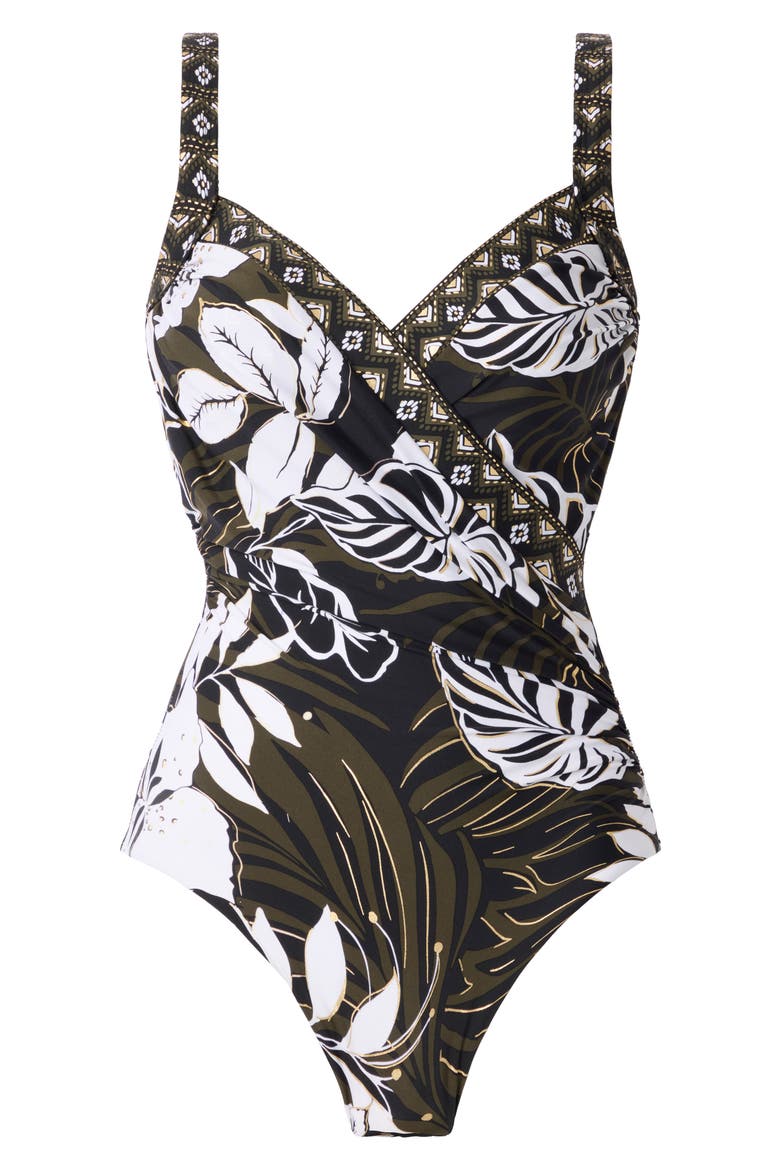 Elle Dorado Sanibel Underwire One-Piece Swimsuit, Alternate, color, BLACK/ MULTI