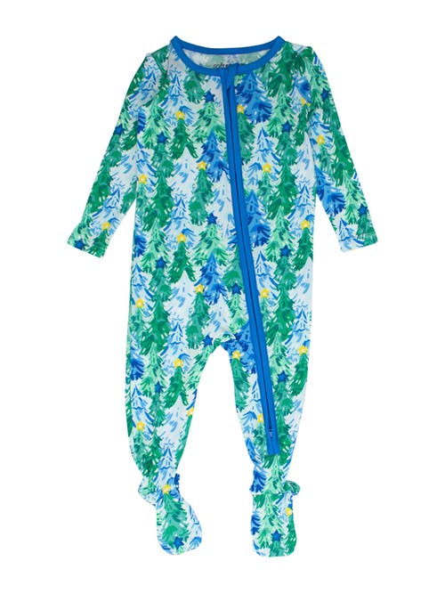Rufflebutts Kids'  Softsnooze Gender Inclusive Holiday One Piece Footie Pajamas In Green