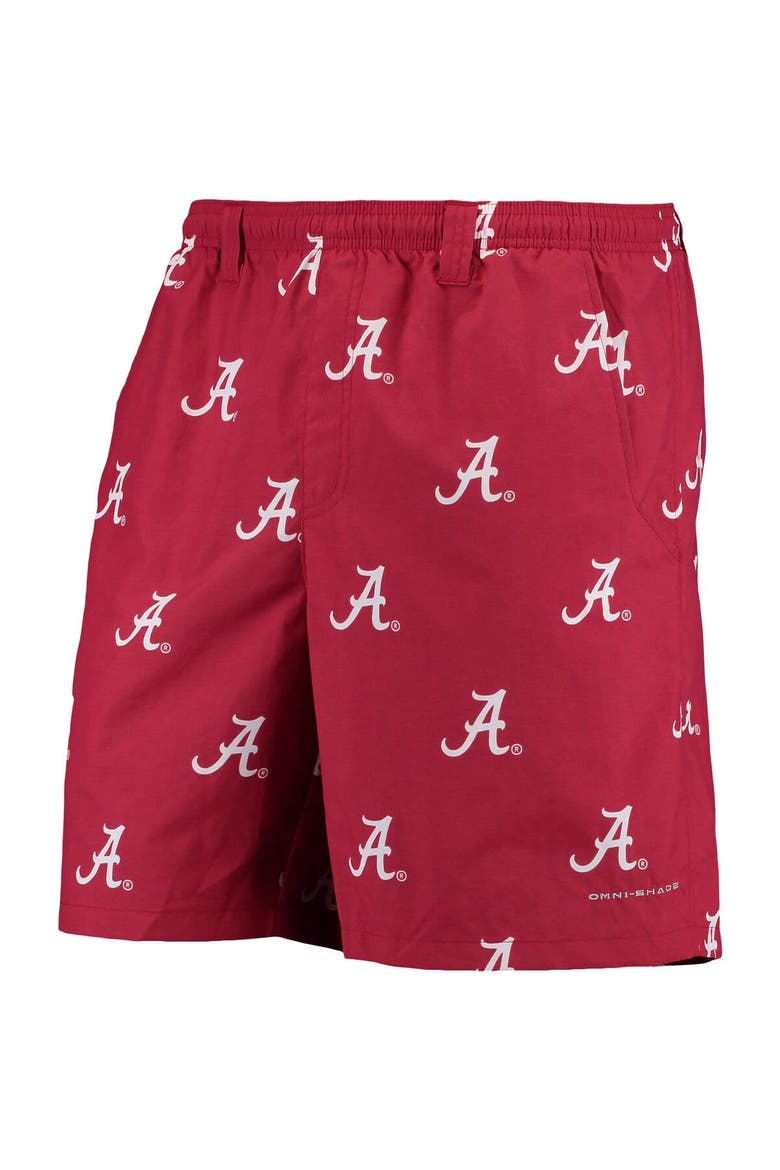 Men's Columbia PFG Crimson Alabama Crimson Tide Backcast II 8" Omni-Shade Hybrid Shorts, Main, color, Crimson