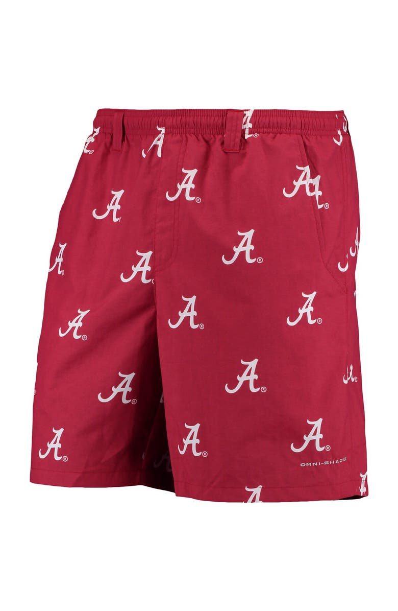 Columbia Men's Columbia PFG Crimson Alabama Crimson Tide Backcast II 8" Omni-Shade Hybrid Shorts, Main, color, Crimson