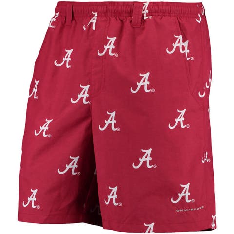 Men's Columbia PFG Crimson Alabama Crimson Tide Backcast II 8" Omni-Shade Hybrid Shorts