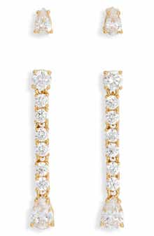 Nadri Loveall Set of 2 Cubic Zirconia Stud & Linear Drop Earrings
