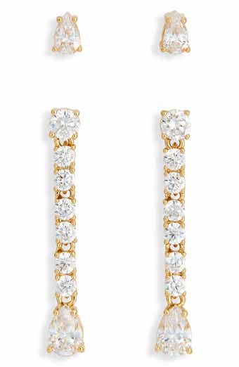 Nadri Loveall Set of 2 Cubic Zirconia Stud & Linear Drop Earrings