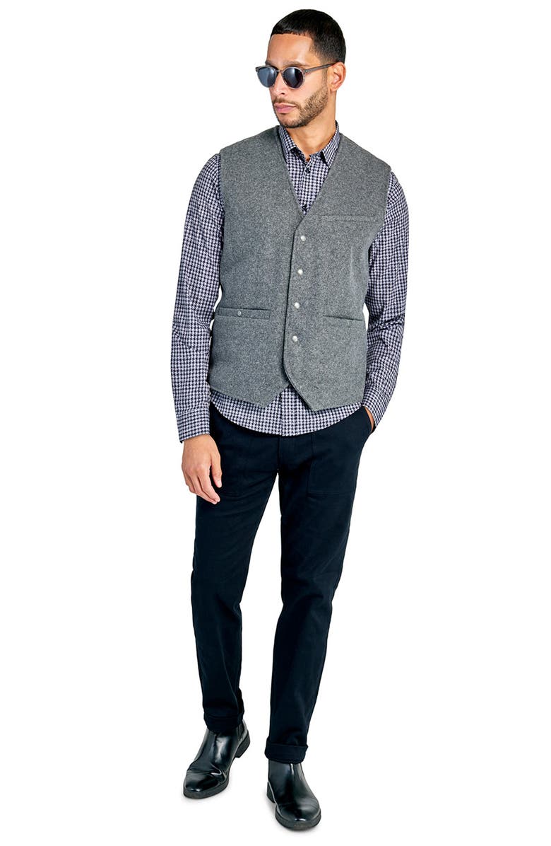 Brooklyn Brigade Slim Fit Solid Quilted Vest, Alternate, color, Black