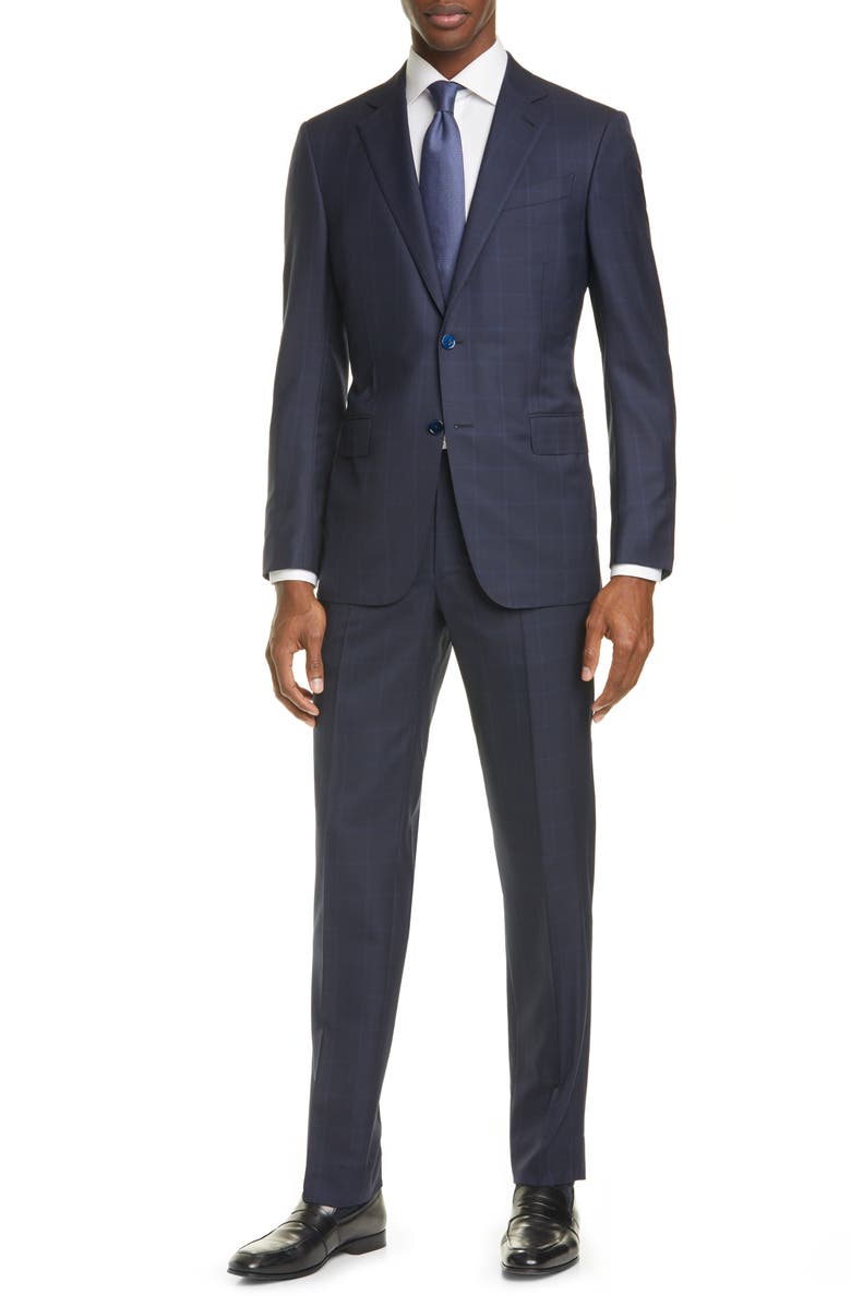 ZEGNA Ermenegildo Zegna Milano Trofeo Classic Fit Windowpane Wool & Silk Suit, Main, color, 