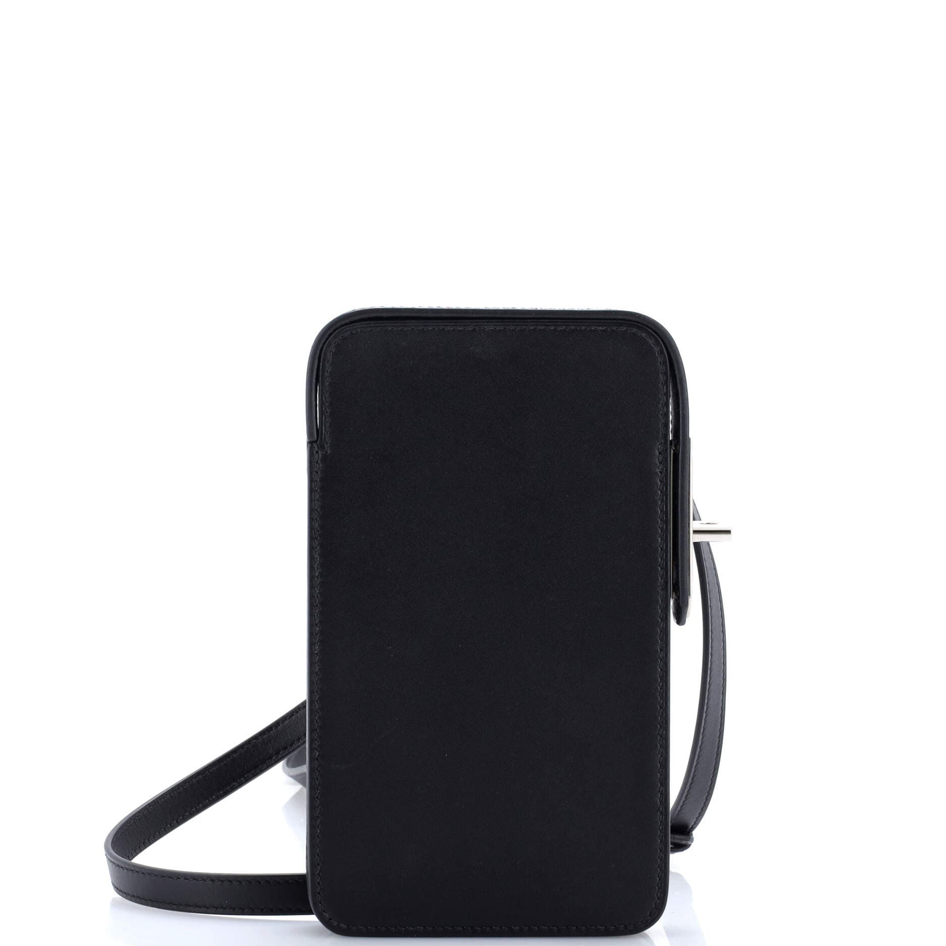 Pre-Owned Hermes Hac a Box Phone Case Tadelakt, Main, color, Noir