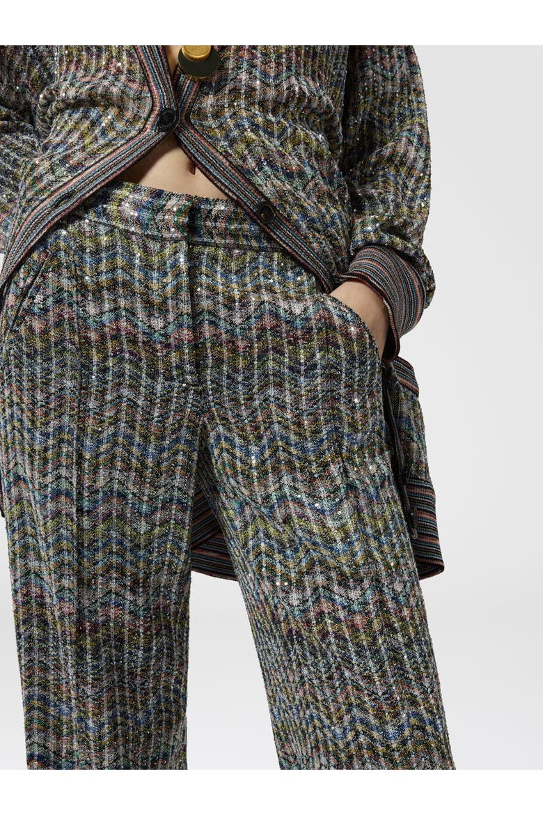 Tailored Viscose Lamé Trousers With Sequins, Alternate, color, Multicoloured