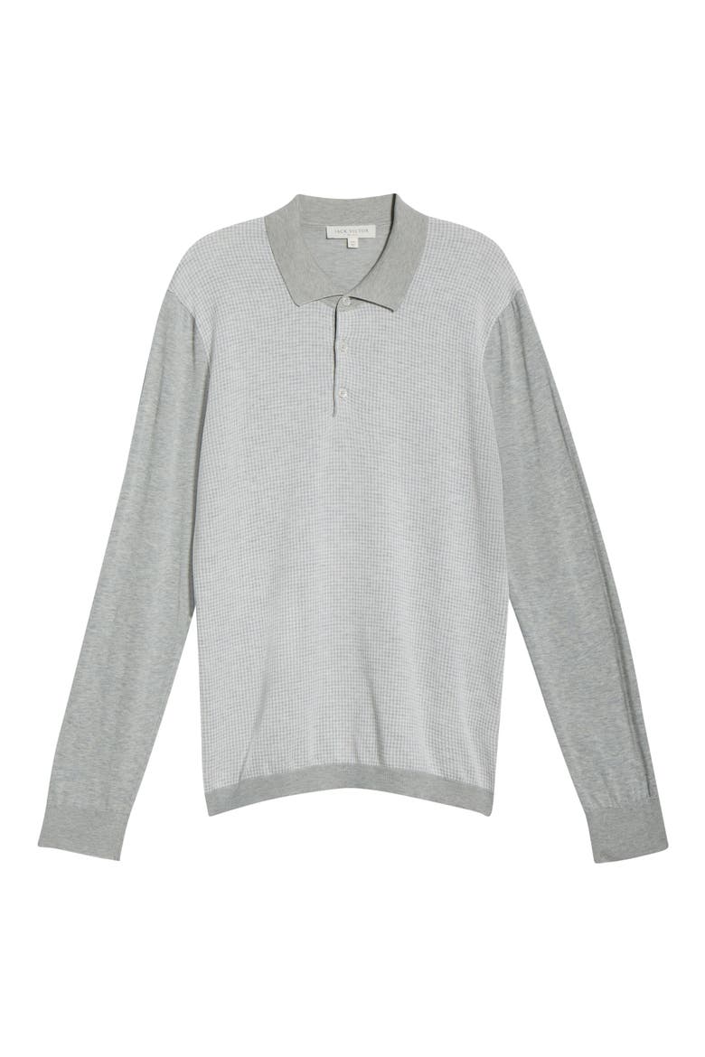 Francois Long Sleeve Cotton & Silk Polo Sweater, Alternate, color, LIGHT GREY