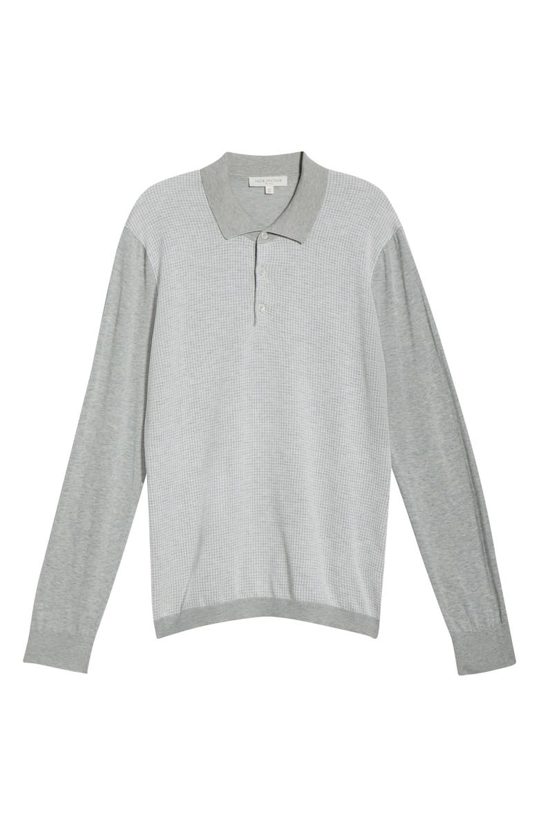 Jack Victor Francois Long Sleeve Cotton & Silk Polo Sweater, Alternate, color, Light Grey