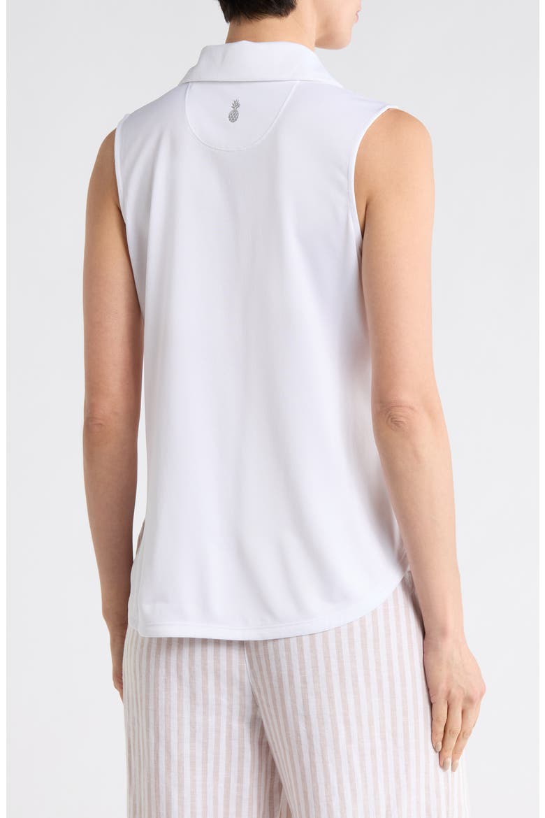 Palm Coast Floral Sleeveless Polo, Alternate, color, WHITE