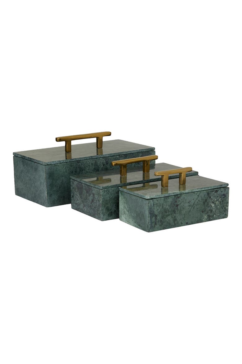 Marble Box with Handle - Set of 3, Main, color, GREEN