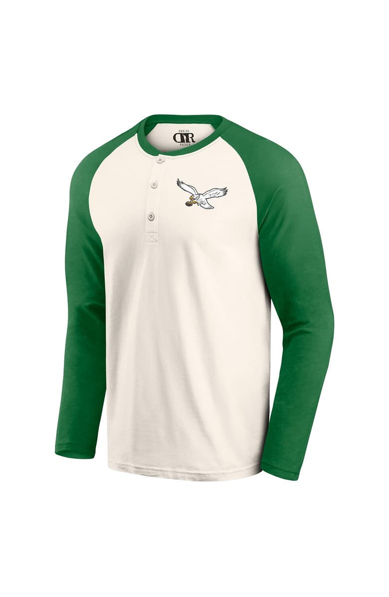 Darius Rucker Collection by Fanatics Men's Darius Rucker Collection by Fanatics Cream/Kelly Green Philadelphia Eagles Raglan Henley Long Sleeve T-Shirt, Alternate, color, 