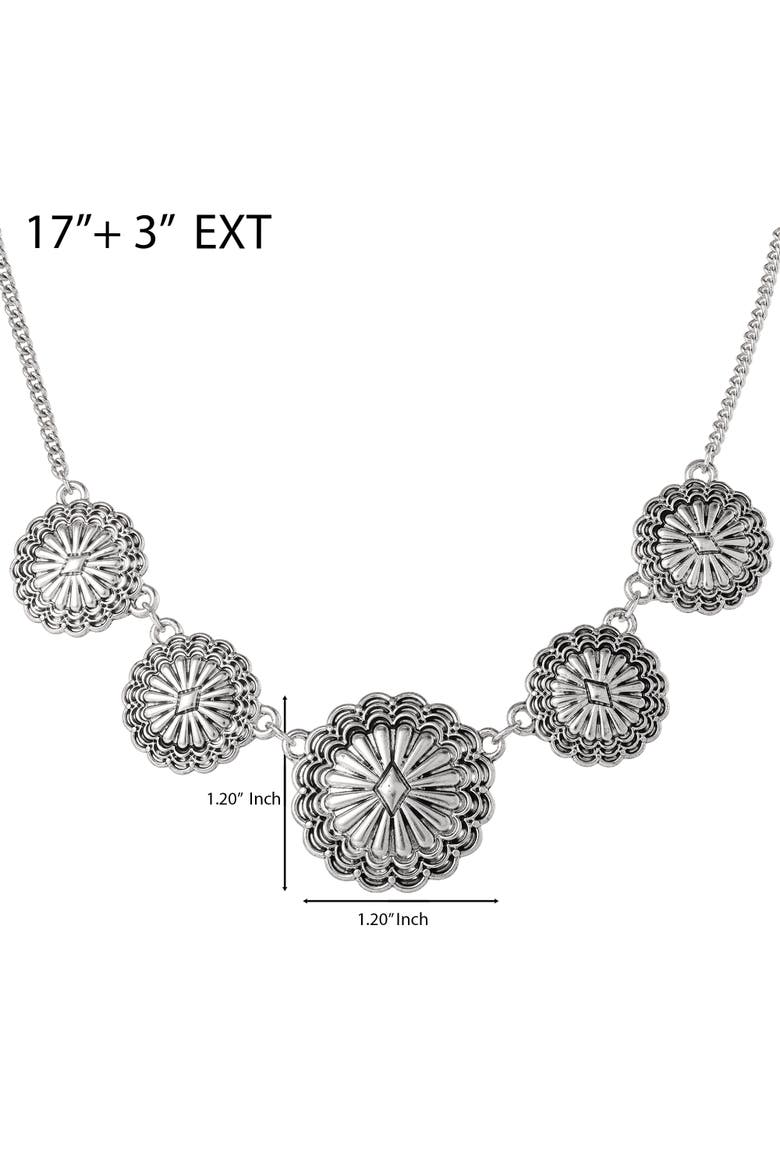 Statement Medallion Necklace in Antiqued Silver, Alternate, color, Silver