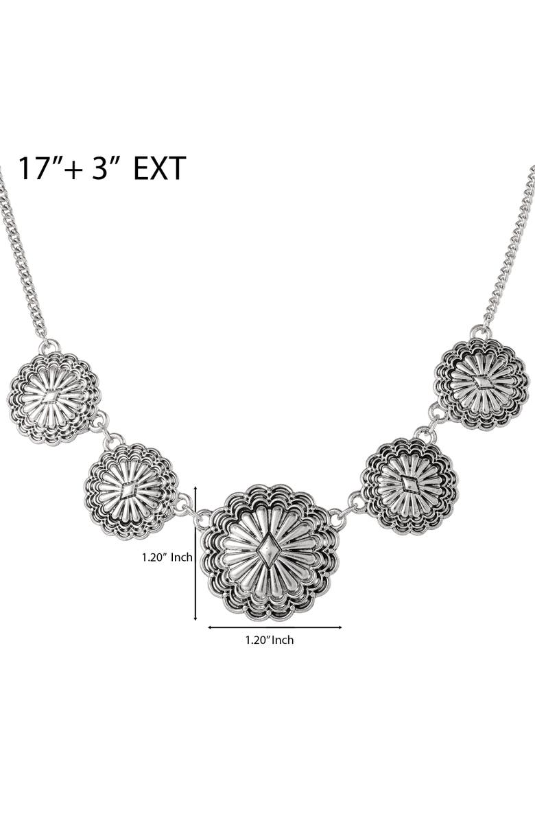 Jessica Simpson Statement Medallion Necklace in Antiqued Silver, Alternate, color, Silver