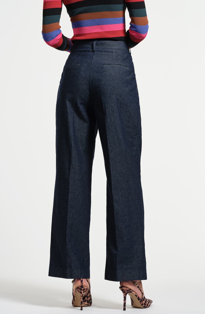 Isaac Mizrahi New York Pleated Wide Leg Jeans, Alternate, color, Indigo