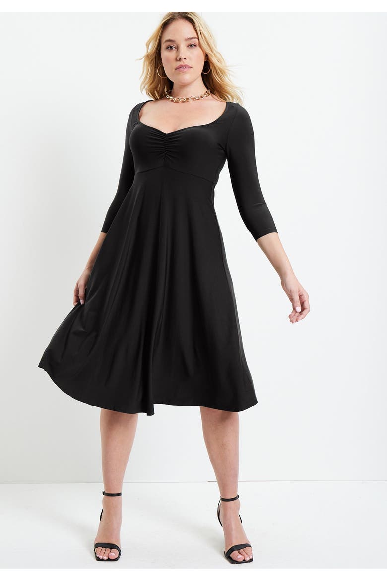 Sweetheart Swing Dress, Alternate, color, BLACK