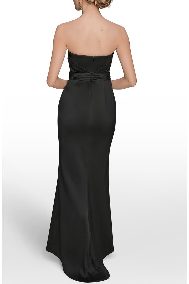 Asymmetric Strapless Satin Gown, Alternate, color, BLACK