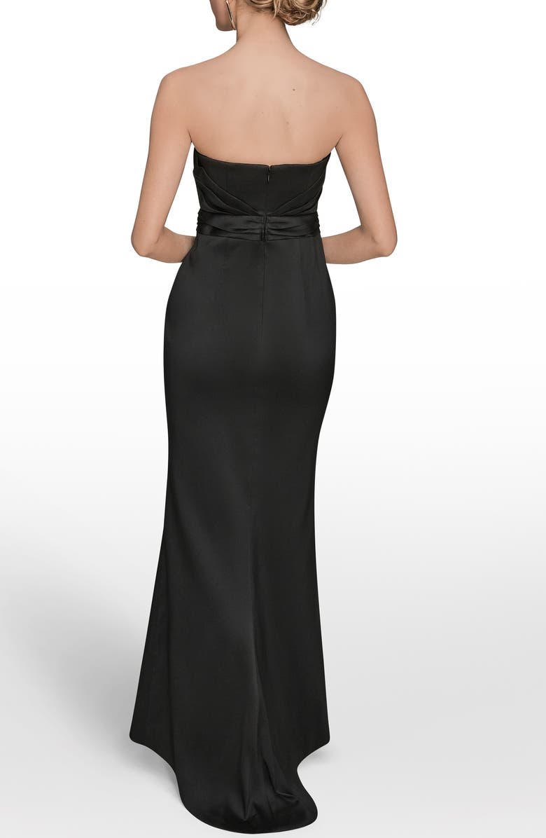 Donna Karan New York Asymmetric Strapless Satin Gown, Alternate, color, Black