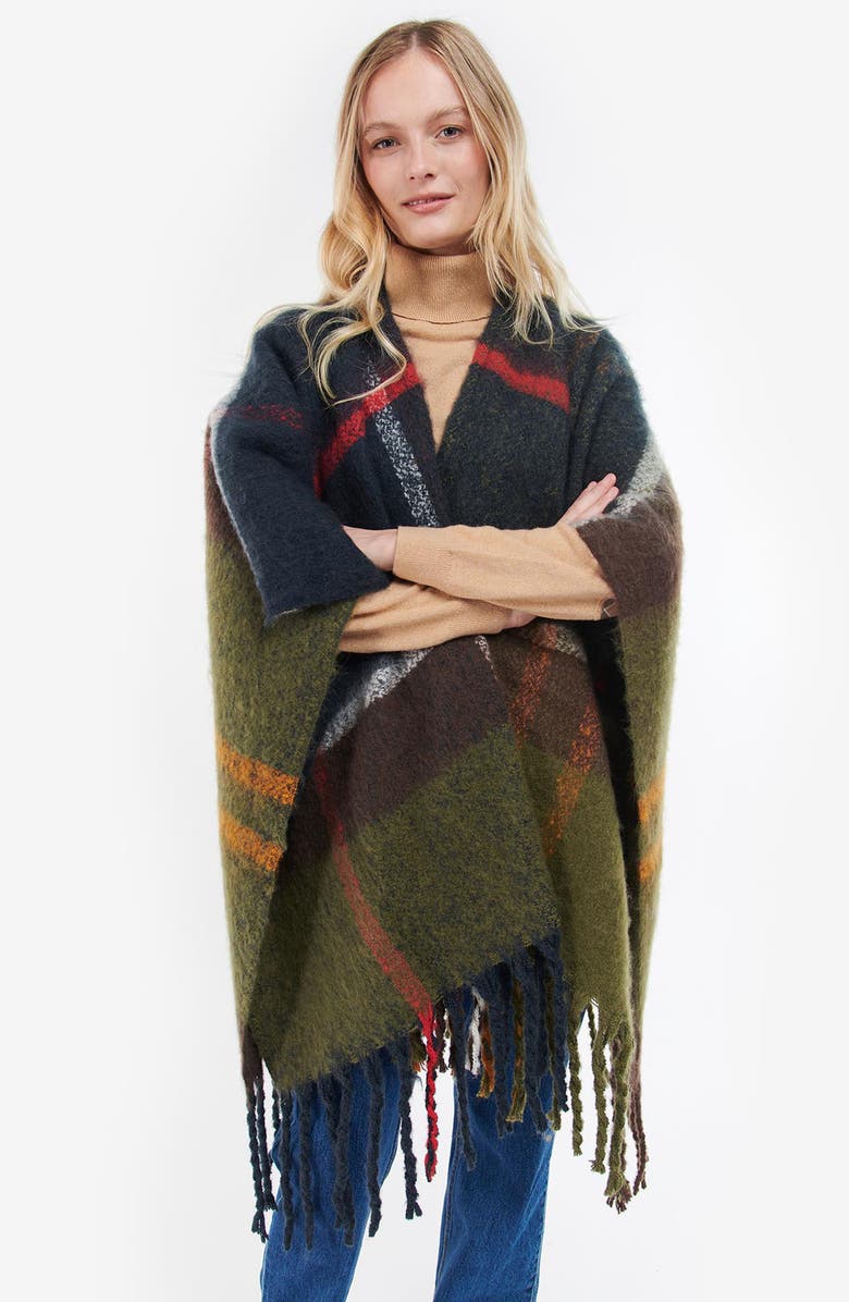 Barbour Isla Bouclé Plaid Shawl, Alternate, color, Classic