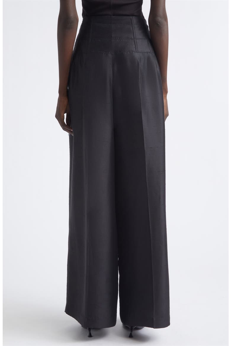 Condesa Corseted Shantung Silk Trousers, Alternate, color, BLACK