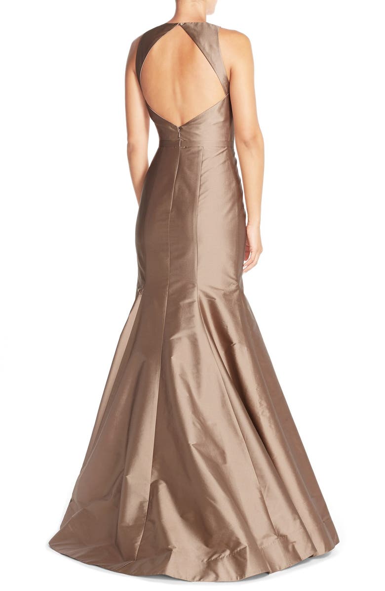 Monique Lhuillier Bridesmaids Back Cutout Taffeta Mermaid Gown, Alternate, color, 