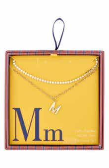 Initial & Cubic Zirconia Necklace Set