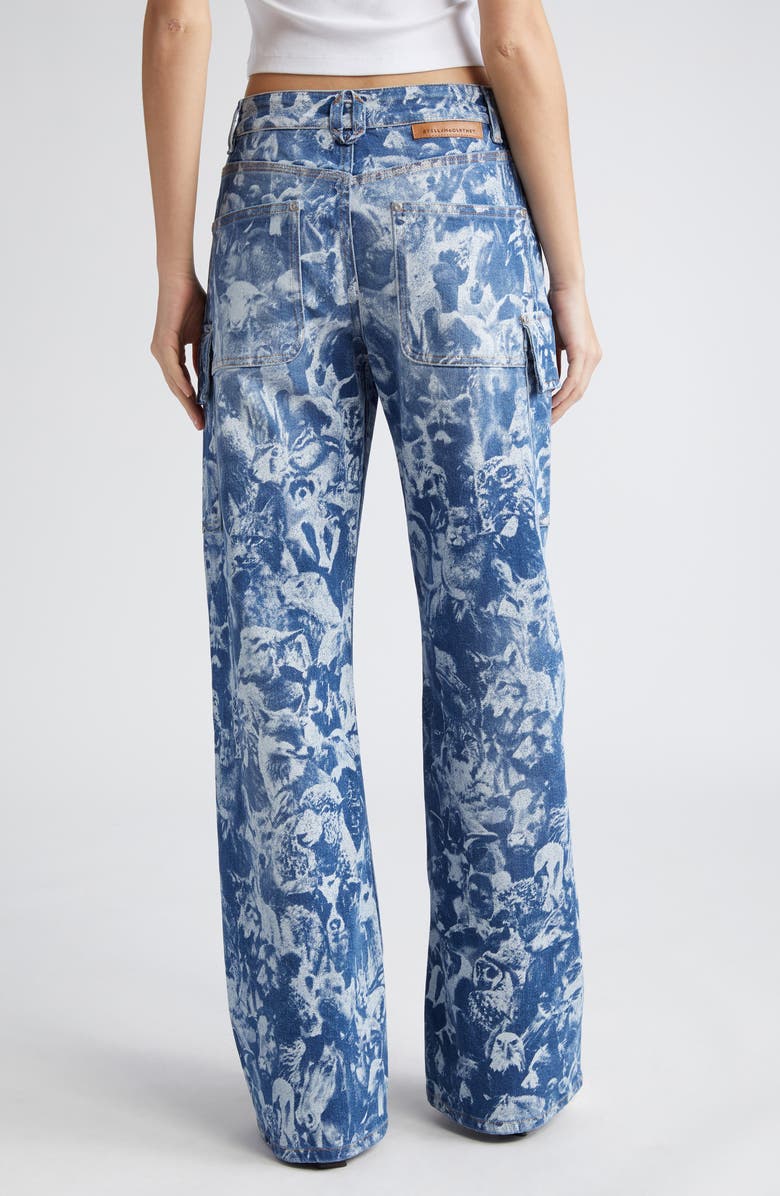 Stella McCartney Animal Crowd Wide Leg Cargo Jeans, Alternate, color, 