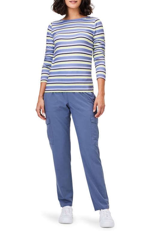 Nz Active By Nic+zoe Easy Stripe Flow Fit Long Sleeve Top In Blue Multi