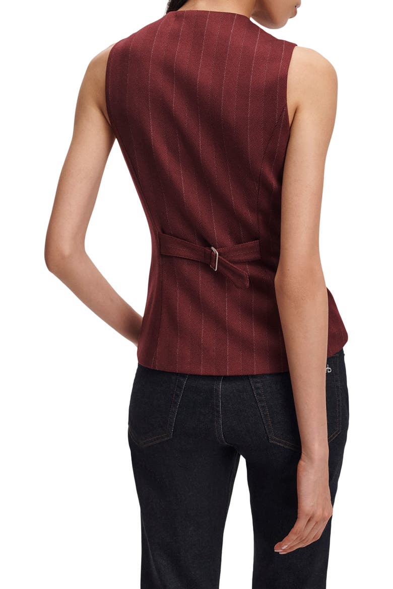 Irina Ponte Jacquard Long Vest, Alternate, color, BURGUNDY MULTI