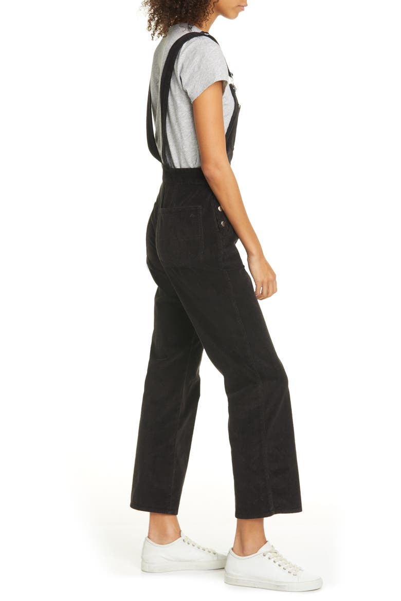 Ruth Straight Leg Corduroy Overalls, Alternate, color, BLACK
