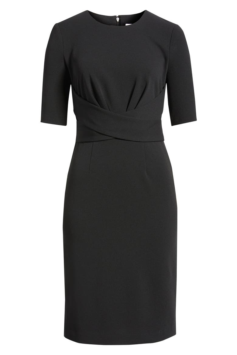Wrap Overlay Sheath Dress, Alternate, color, ANNE BLACK