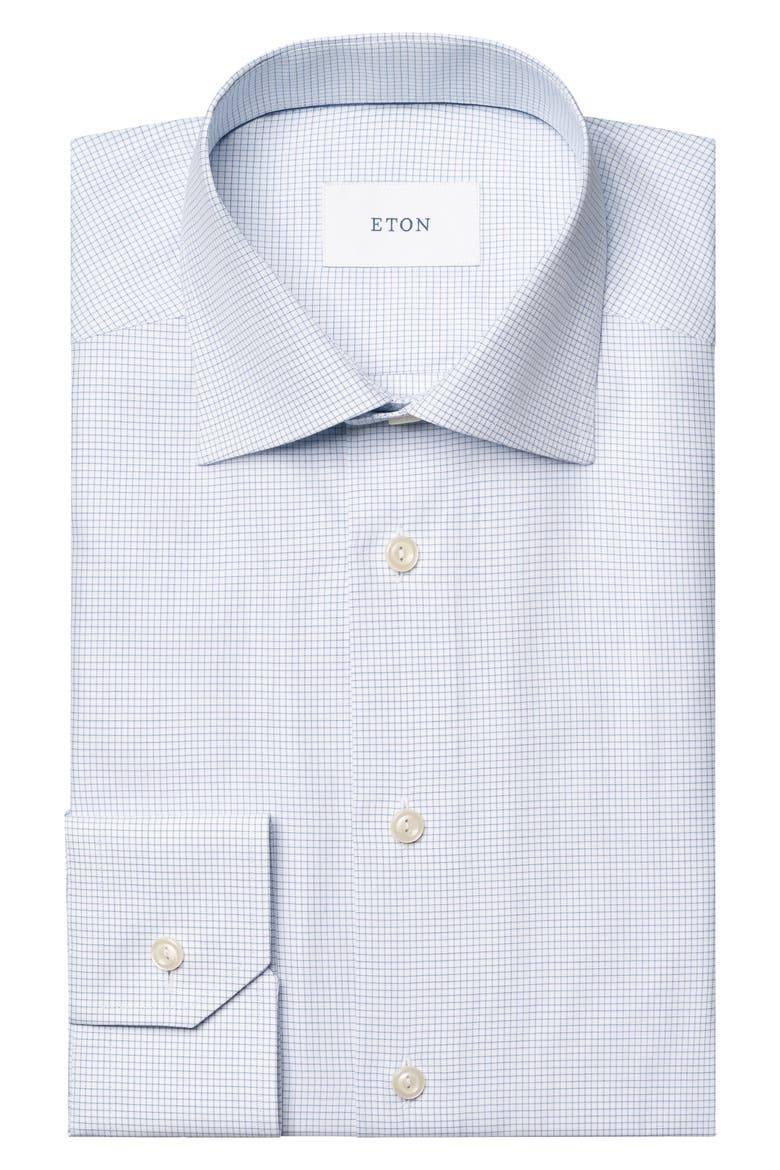 Slim Fit Check Cotton Twill Dress Shirt, Alternate, color, LIGHT BLUE