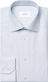 Eton Slim Fit Check Cotton Twill Dress Shirt