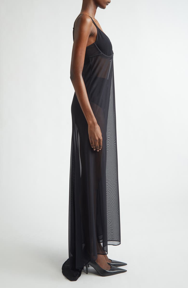 Balenciaga Naked Sheer Stretch Technical Tulle Dress, Alternate, color, 1000 Black