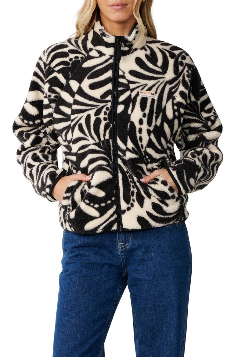 Party Wave Polar Fleece Jacket, Main, color, BLACK/ WHITE