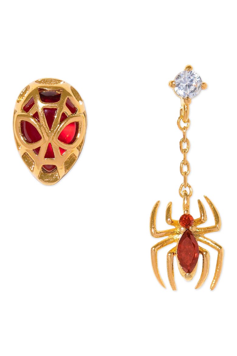 Marvels Spiderman Mismatched Stud Earrings, Main, color, GOLD