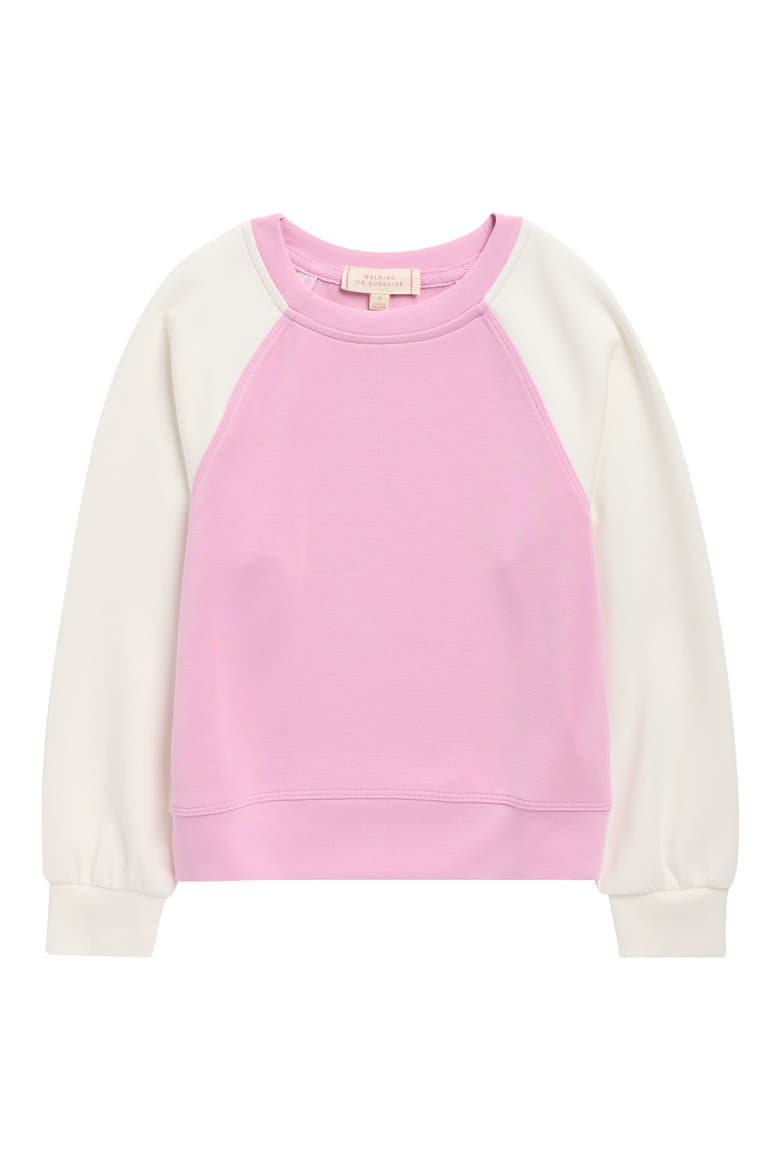 Kids' Cloud Luxe Colorblock Sweatshirt, Main, color, PINK IVORY